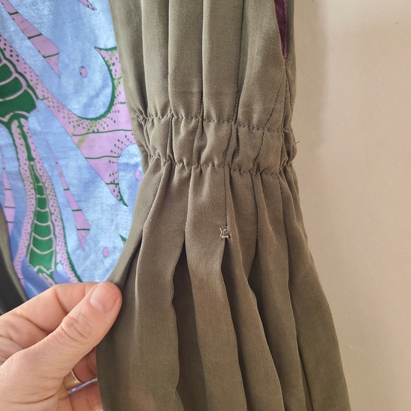 Olive and Purple Patterned Dress. Made In Montreal - Picture 4 of 8